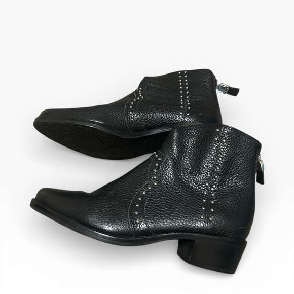 Brighton Black Leather Ankle Booties - Picture 3 of 8